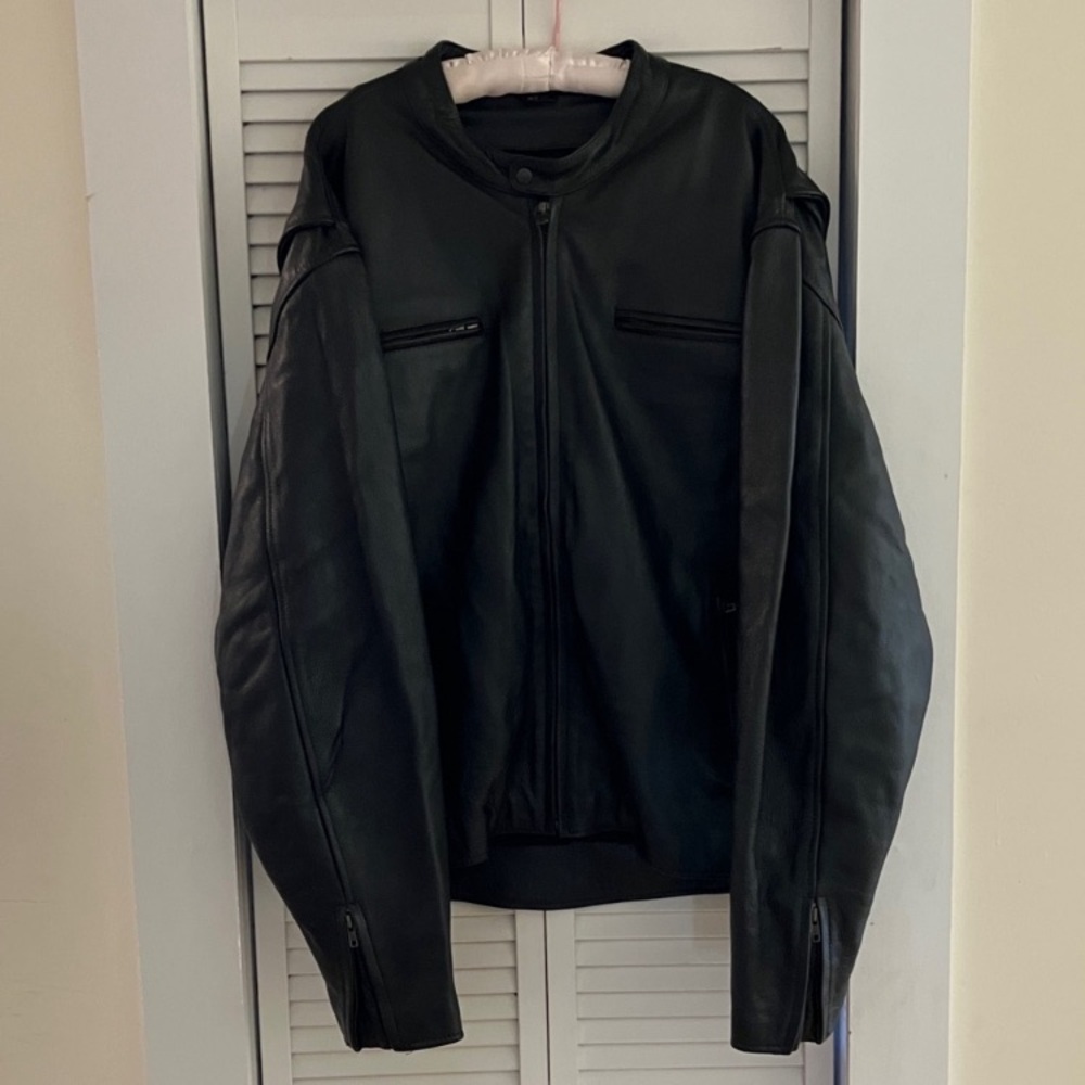 Pro-Rider USA Black Leather Insulated Motorcycle Coat